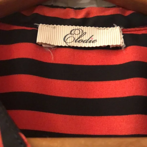 Coral/Black Striped Sleeve-less Top by Elodie Size M - Picture 5 of 6